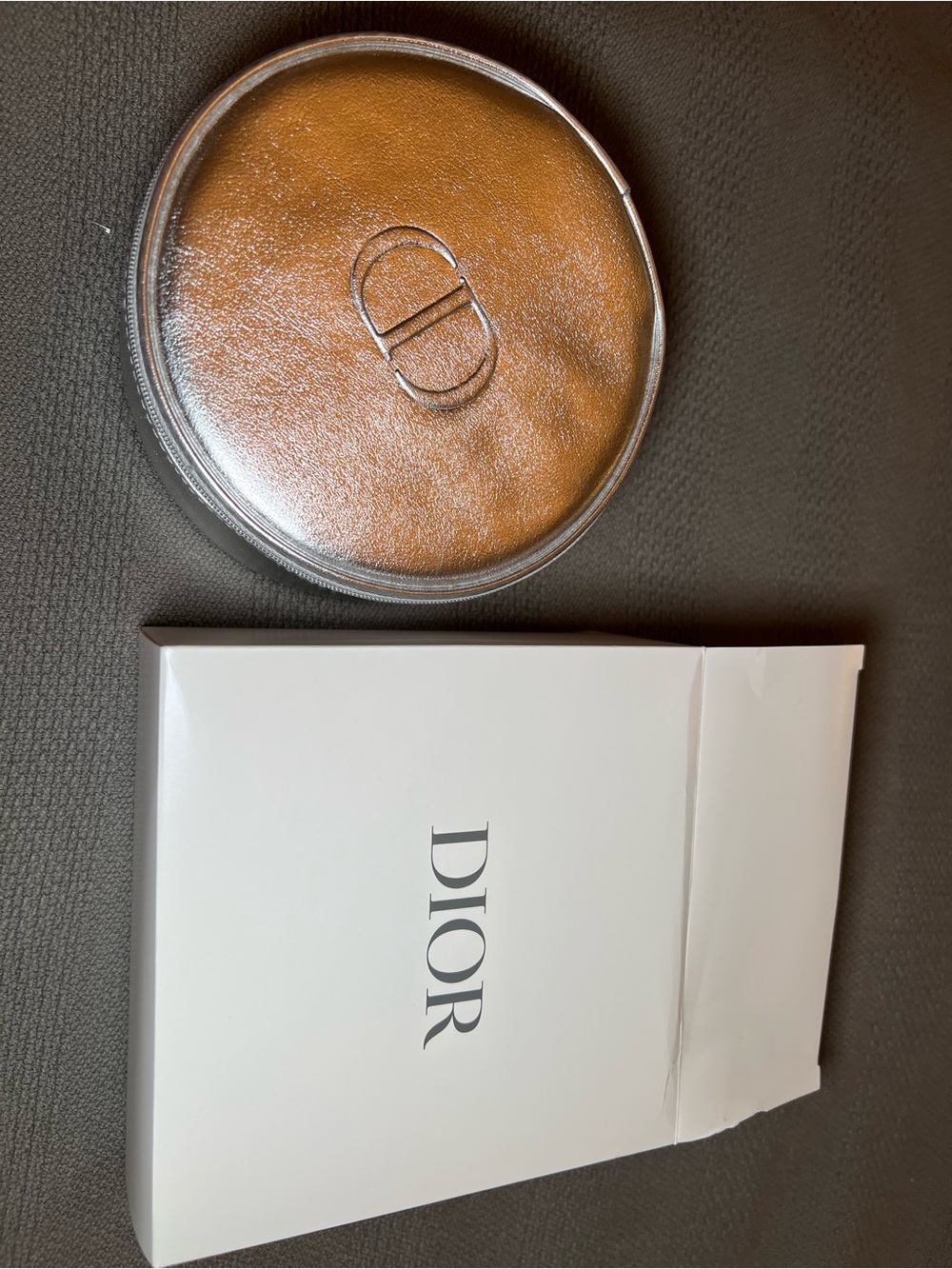 Dior Silver Round Makeup Case New in box